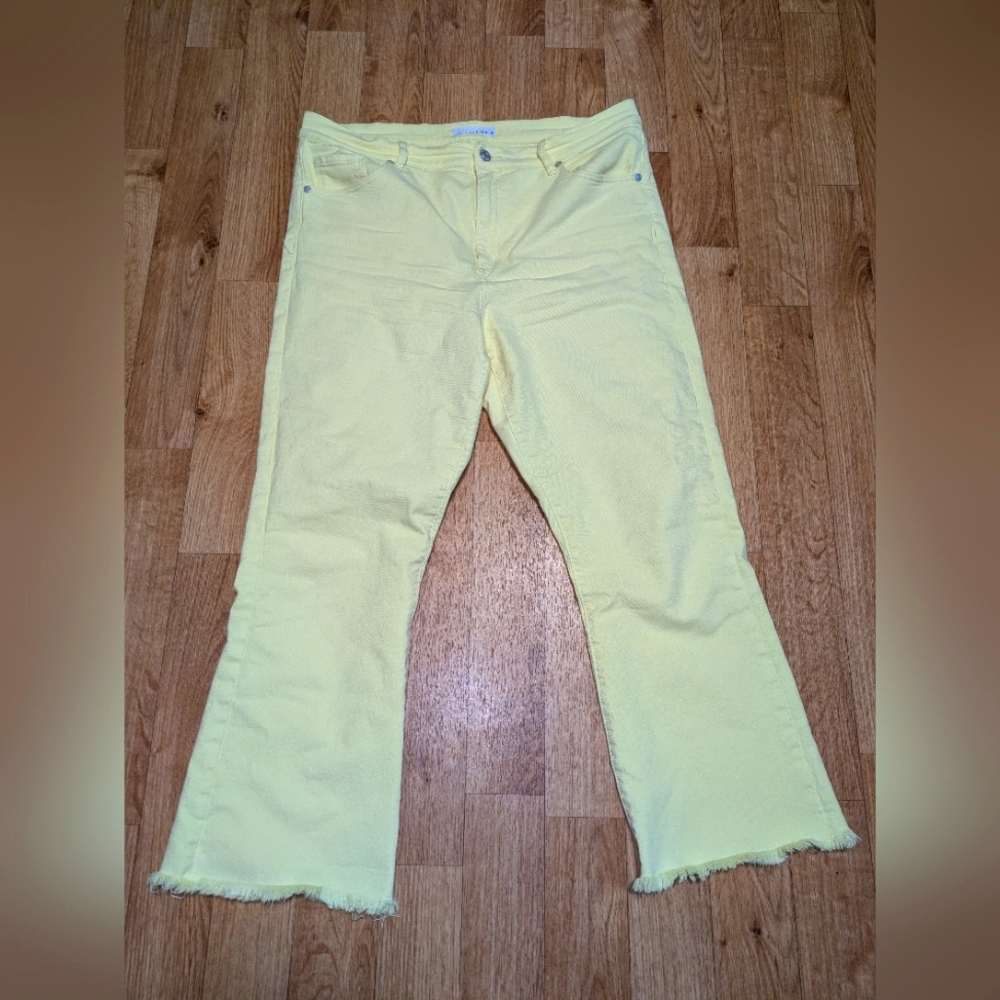 LOFT Butter Yellow Kick Crop With Fringe